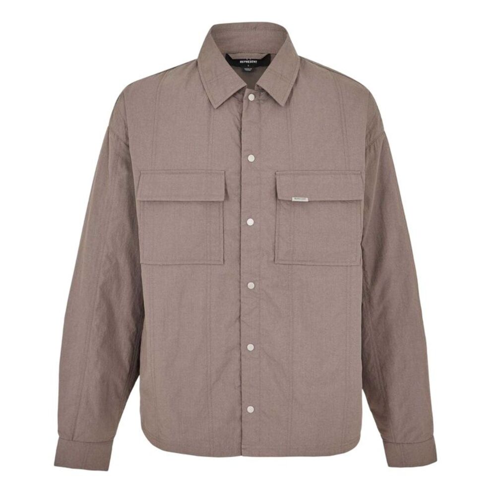 Represent Mens Plain Relaxed Fit Overshirt / Mid Grey